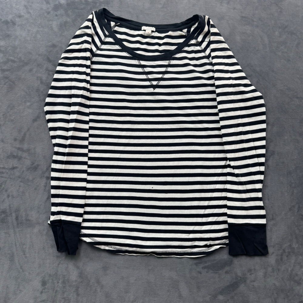 Gap Womens Navy White Striped Raglan Long Sleeve Pique Top Size M